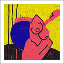 A girl and a blue ball II, 2007, Linolschnitt Auflage 2, 30x30cm