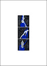 Three girls and a blue ball III, 2004, Linolschnitt Auflage 2, 50x70cm