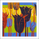 Black tulips VI, 2007, Linolschnitt Auflage 2, 30x30cm