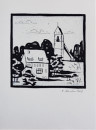 Auf dem Kirchberg, 2009, Linolschnitt auf Bütten, 14x19cm