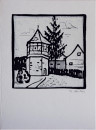 S'Wengertertürmle, 2010, Linolschnitt auf Bütten, 14x19cm