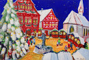 Weihnachtsmarkt auf dem Marktplatz, 12x17cm