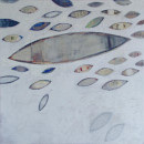 Begleitet, 2011, Acryl, Sand, Asche auf Leinwand, 100x100cm