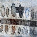 Zuhause III, 2011, Acryl, Sande, Asche auf Leinwand, 30x30cm