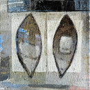 Festgemacht II, 2011, Acryl, Sande, Asche auf Leinwand, 30x30cm