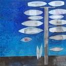 Zuhause, 2011, Acryl, Sande auf Leinwand, 100x100cm
