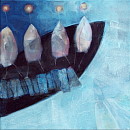 Belegt, 2011, Acryl, Sande auf Leinwand, 50x50cm