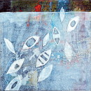 Frei I, 2011, Acryl, Sande auf Karton / Holz, 25x25cm