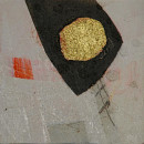 Meditation IIIa, 2009, Acryl, Blattgold, Ruß auf Leinwand, 25x25cm