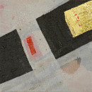 Meditation IIIb, 2009, Acryl, Blattgold, Ruß auf Leinwand, 25x25cm