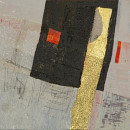 Meditation IIIc, 2009, Acryl, Blattgold, Ruß auf Leinwand, 25x25cm