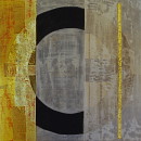Die Mitte finden V, 2012, Acryl, Blattgold, Sande auf Leinwand, 100x100cm