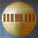 Mittagssonne, 2012, Acryl, Blattgold, Sande auf Leinwand, 100x100cm
