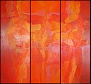 A lot of people VI, 3-teilig, Acryl u. Japanpaier auf Leinwand, ca. 120x120cm
