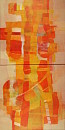 Tanz in der Sonne XI, 2-teilig, Acryl u. Japanpaier auf Leinwand, 50x100cm
