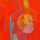 Tanz in der Sonne VI, Acryl, Japanpaier, Kreiden auf Bristolkarton, 25x25cm