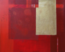 Zwei Drachen schieben den Felsen V, 2016, Acryl, Blattgold, Sande auf Leinwand, 100x80cm