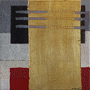 Schiebe den Berg mit beiden H&auml;nden XI, 2016, Acryl, Blattgold, Sande auf Holzk&ouml;rper, 25x25cm