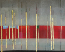 R&uuml;ckkehr zum Fr&uuml;hling XI, 2016, Acryl, Blattgold, Sande auf Leinwand, 100x80cm