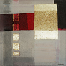 Der rote Drache spreizt seine Klauen IV, 2016, Acryl, Blattgold, Sande auf Leinwand, 30x30cm