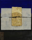 Der Mond k&uuml;sst die Sonne XI, 2016, Acryl, Blattgold, Sande auf Leinwand, 40x50cm